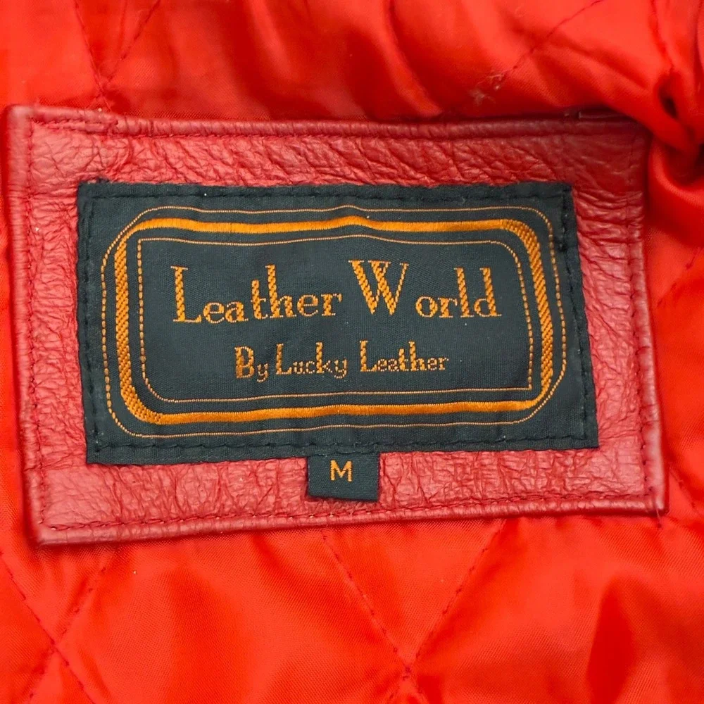 Vintage Leather Works by Lucky Leather American Flag Bomber Jacket Mens XL